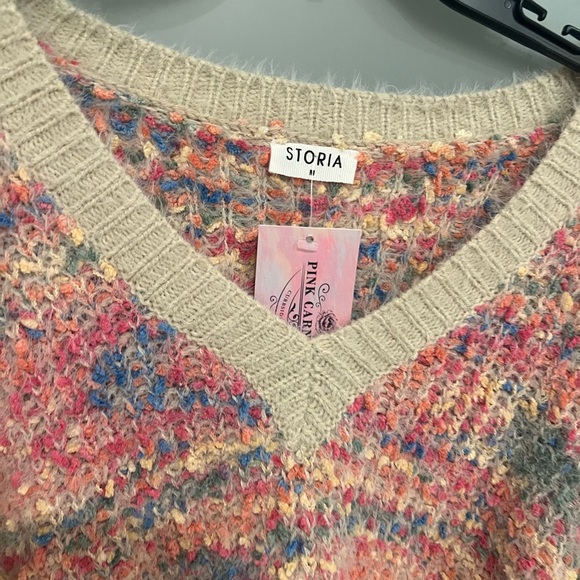 NEW confetti rainbow beige cozy sweater - Picture 7 of 8